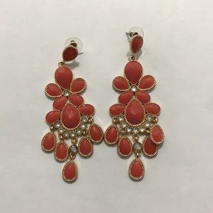 Bohemian coral/gold colored earrings